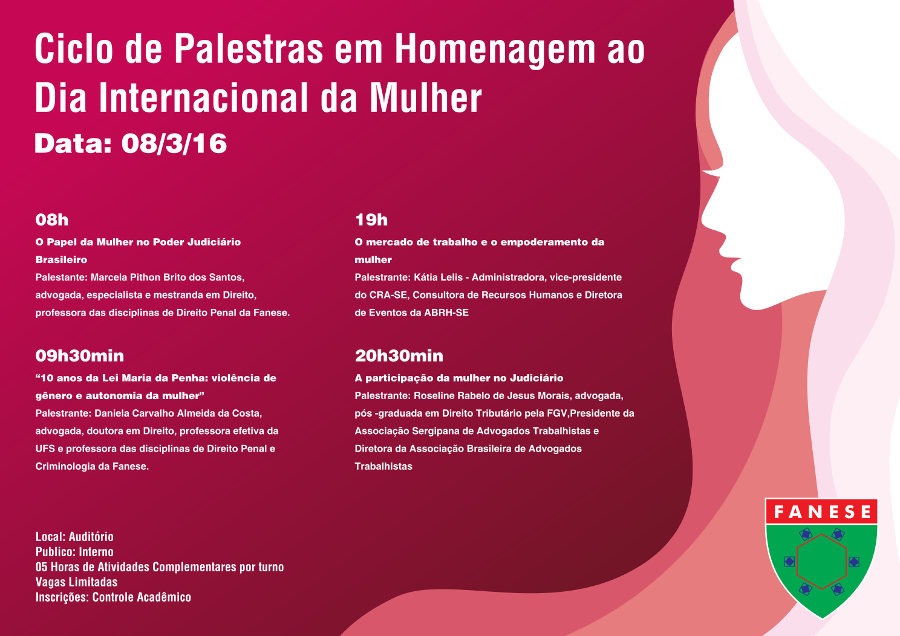 Cartaz Ciclo de Palestra Dia Internacional da Mulher 2016