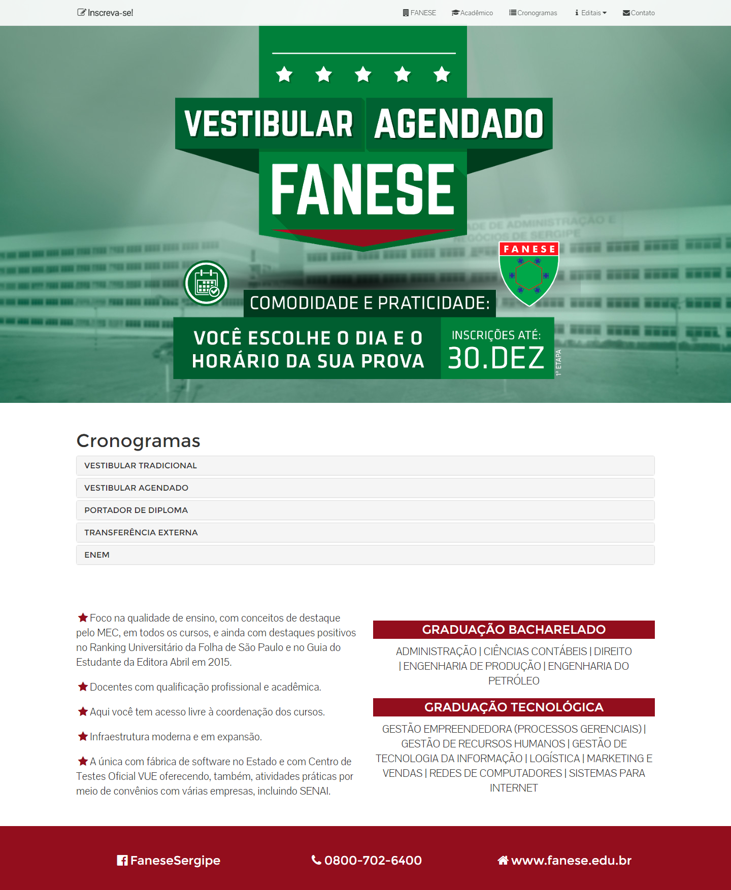 Vestibular Agendado FANESE